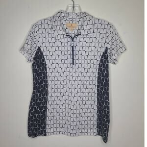Sport Haley black white athletic golf tennis short sleeve polo shirt - small